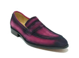 Carrucci Shoes Burnished Suede Penny Loafer in Pink
