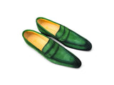 Carrucci Shoes Burnished Suede Penny Loafer in Olive