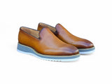 Carrucci Shoes Burnished Wholecut Loafer in Cognac