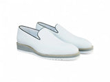 Carrucci Shoes Burnished Wholecut Loafer in White