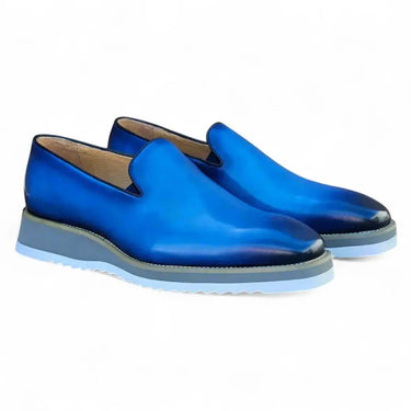 Carrucci Shoes Burnished Wholecut Loafer in Sky Blue