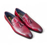 Carrucci Shoes Burnished Wholecut Tassel Loafer in Burgundy #color_ Burgundy
