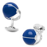 Sterling Silver Blue Football Helmet Cufflinks in #color_