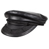 Capas Fisherman in Black Greek Leather Flat Cap