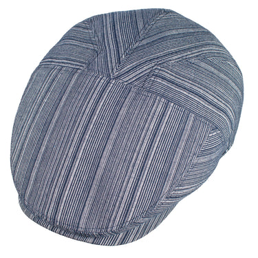 Capas London Stripe Flat Cap in Denim Stripe