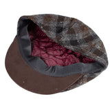 Capas 5 Point Checkerboard in Black Grey Check Leather Flat Cap