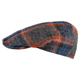 Capas Ivy Sardinia in Navy Orange Plaid Italian Tweed Flat Cap