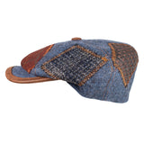 Capas Villager in Blue Denim Italian Leather Newsboy Cap