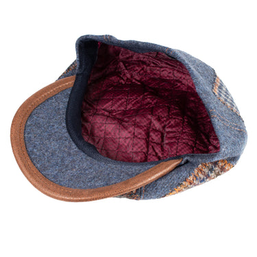 Capas Villager in Blue Denim Italian Leather Newsboy Cap