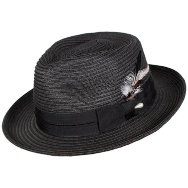 Capas Voyager Straw Teardrop Fedora in Black