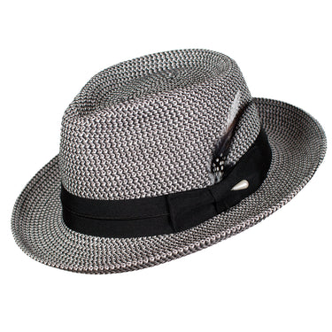 Capas Voyager Straw Teardrop Fedora in Black Mix