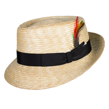 Capas Gino in Natural Wheat Italian Cotton Pork Pie Hat