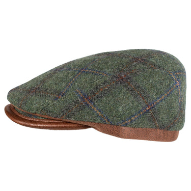 Capas Cambridge in Olive Italian Leather Flat Cap