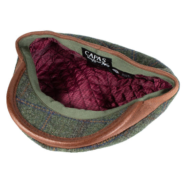 Capas Cambridge in Olive Italian Leather Flat Cap