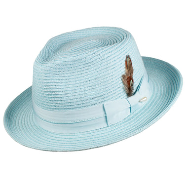 Capas Voyager Straw Teardrop Fedora in Light Blue