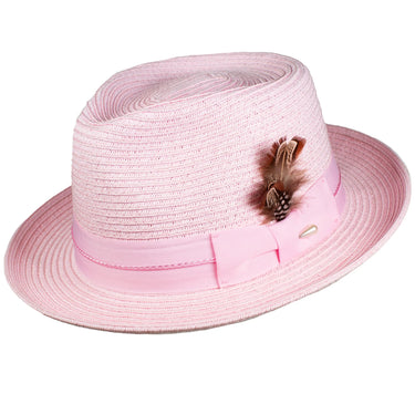 Capas Voyager Straw Teardrop Fedora in Pink