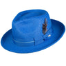 Capas Voyager Straw Teardrop Fedora in Royal Blue