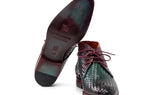 Paul Parkman Men's Woven Leather Chukka Boots in Green & Purple