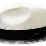 Bruno Capelo Castro Natural Straw Snap Brim Fedora in White Black