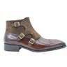 Calf & Suede Three Buckles Monk Chukka Boot in Chestnut #color_ Chestnut