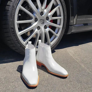 Calfskin Leather Chelsea Boot in White