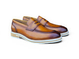 Carrucci Shoes Calfskin Penny Loafer Brown in Cognac