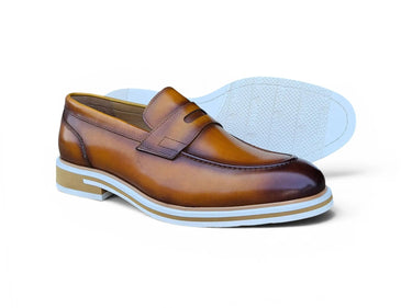 Carrucci Shoes Calfskin Penny Loafer Brown