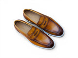 Carrucci Shoes Calfskin Penny Loafer Brown