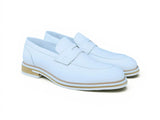 Carrucci Shoes Calfskin Penny Loafer Brown in White