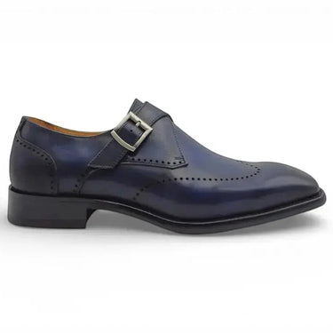 Carrucci Shoes Calfskin Single Monk Strap Loafer in Navy