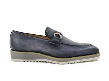Carrucci Shoes Calfskin Horsebit Slip-On Loafer in Gray