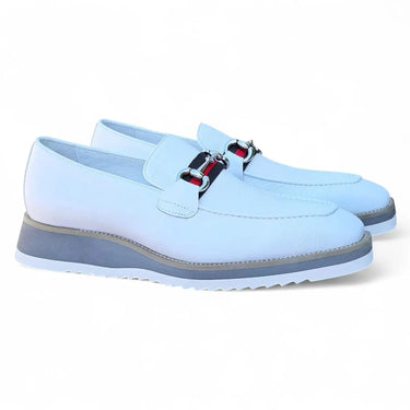 Carrucci Shoes Calfskin Horsebit Slip-On Loafer in White