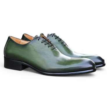 Carrucci Shoes Calfskin Whole Cut Oxford Dress Shoe in Olive