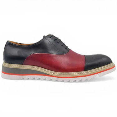 Carrucci Shoes Cap Toe Brogue Oxford Dress Shoe in Black Burgundy