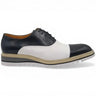Carrucci Shoes Cap Toe Brogue Oxford Dress Shoe in Black White #color_ Black White