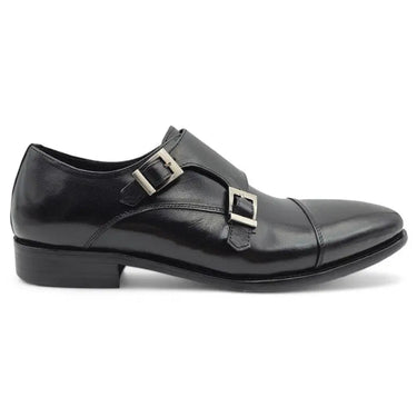 Carrucci Shoes Cap Toe Double Monk Strap Dress Shoe in Black