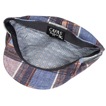 Capas Siena in Multi Check Italian Cotton Newsboy Cap