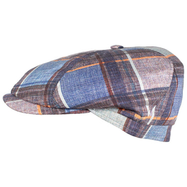 Capas Siena in Multi Check Italian Cotton Newsboy Cap