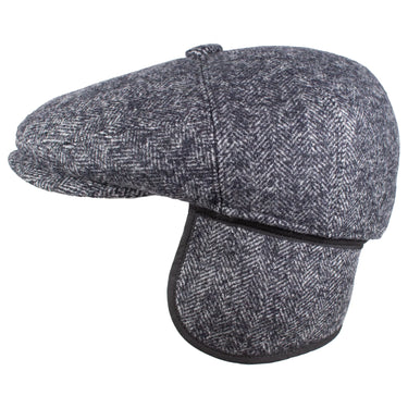 Capas Euro in Grey Herringbone Wool Newsboy Cap