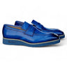 Carrucci Shoes Chic Patina Burnished Penny Loafer in Ocean Blue