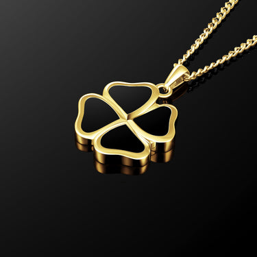 Clover Pendant - 14K Gold Onyx — view 3