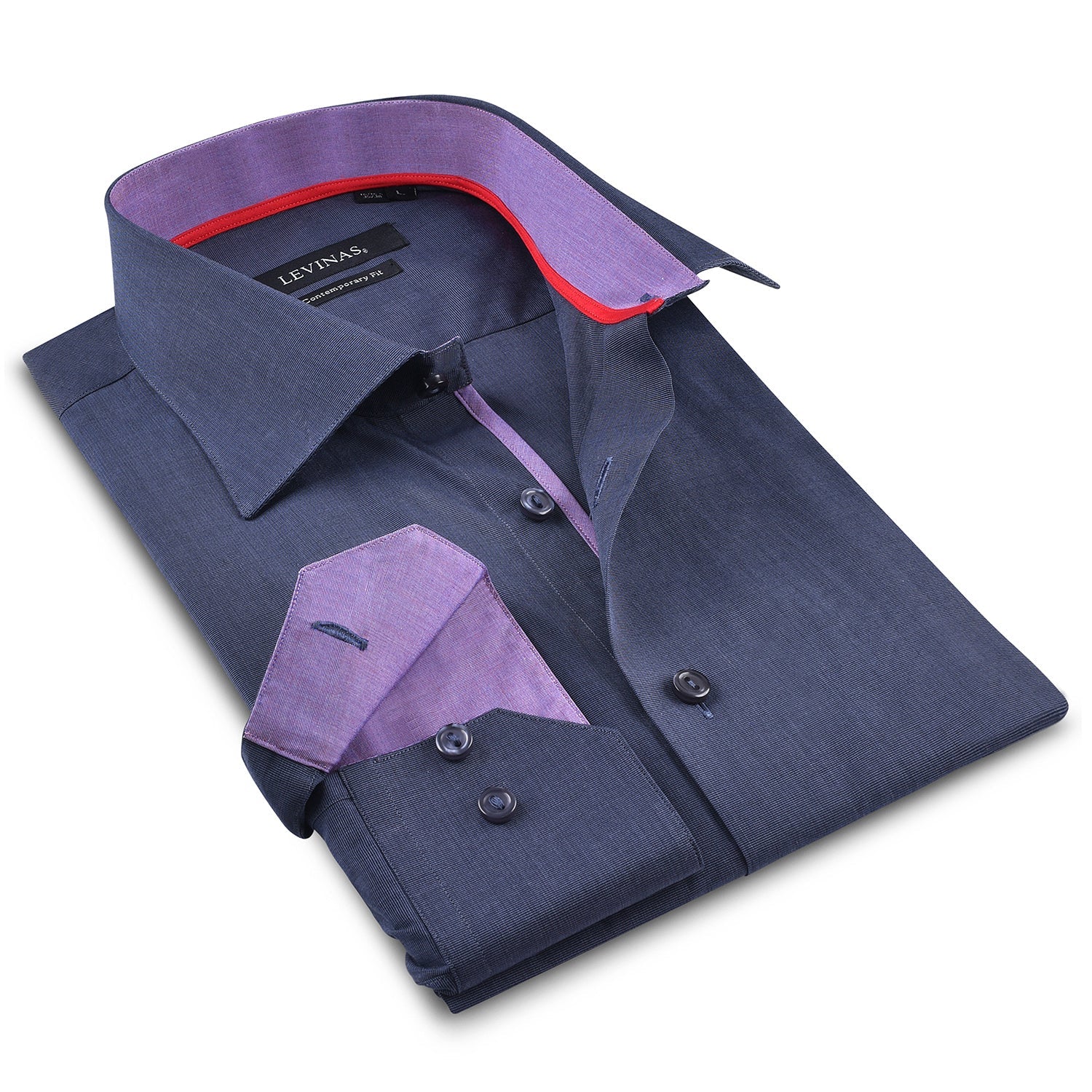 Contrast Collar Button-Up Shirt // - Contemporary Fit - contrast trimm ...