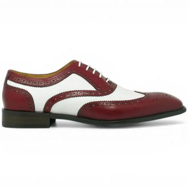 Carrucci Shoes Contrast Two Tone Wingtip Oxford in Red White