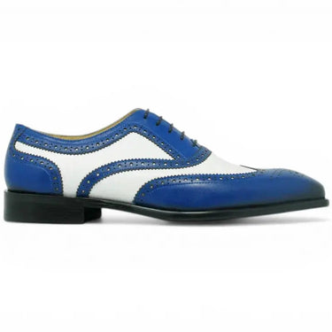 Carrucci Shoes Contrast Two Tone Wingtip Oxford in Blue White