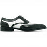 Carrucci Shoes Contrast Two Tone Wingtip Oxford in Black White #color_ Black White
