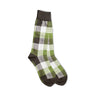 Vannucci Window Pane Cotton Dress Socks Cotton, Mid-Calf Length in Brown Plaid #color_ Brown Plaid