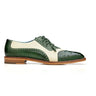 Belvedere Sesto in Forest / Cream Ostrich Quill & Leather Dress Shoes in Forest Green Cream #color_ Forest Green Cream