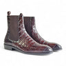 Crocodile Embossed Chelsea Boot in Chestnut #color_ Chestnut