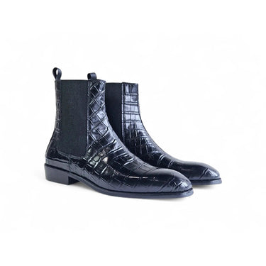 Crocodile Embossed Chelsea Boot in Black