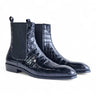 Crocodile Embossed Chelsea Boot in Black #color_ Black